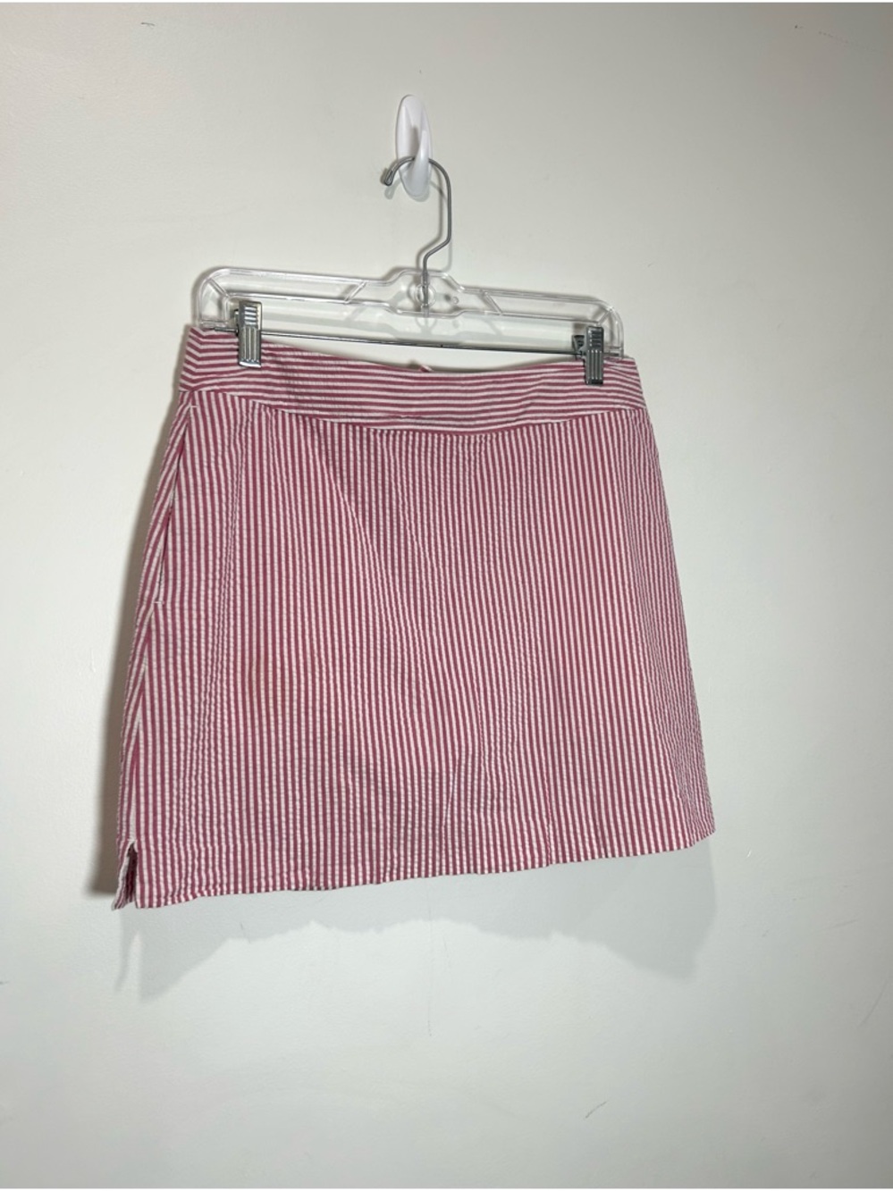Vineyard Vines Skort Size 6 Pink White Seersucker Pockets Striped Preppy Coastal - Picture 3 of 11